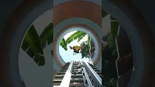 POV: Barrel Launch for Donkey Kong Mine Cart Madness Coaster! #shorts