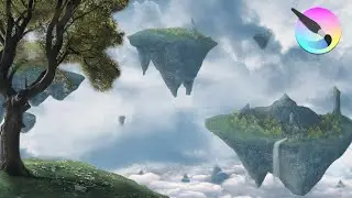 1 - Sky Islands - Concept Art in Krita with Photobash [TIMELAPSE]