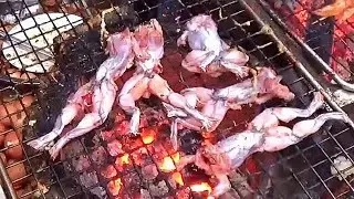 Лягушки, утиные лапки, шашлык, омлет. Уличная еда. Пномпень. Камбоджа.