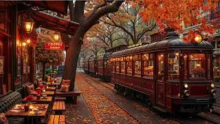 Relax Autumn Day with Smooth Piano Jazz Music for a Positive Mood 🍂 Outdoor Fall Cafe Ambience