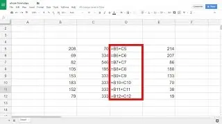 Google Sheets - Show Formulas