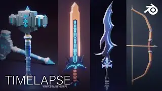 TIMELAPSE | 3D Modeling in Blender Lowpoly Weapon Design | 3D Game Models | 3D Art | Low Poly Models