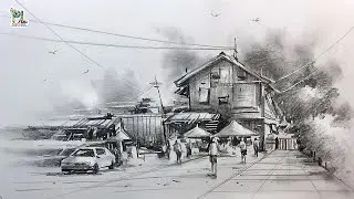 How to draw Old Market Street with Pencil