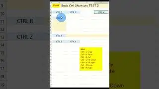 Excel Basic Ctrl Shortcuts TEST - CTRL C; CTRL X; CTRL V; CTRL D; CTRL R; CTRL Z; CTRL Y