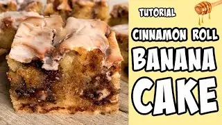 Cinnamon Roll Banana Cake! Recipe tutorial #Shorts