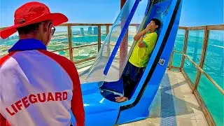 Riding the Sky High Trapdoor Waterslide at Meryal Waterpark 🇶🇦