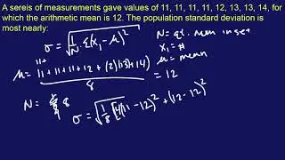 FE Mechanical Exam Practice Problem #8: "A series of measurements gave values of 11, 11, 11, 11..."