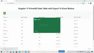 Angular 11&12 PrimeNG Data Table with Export to Excel Button Functionality