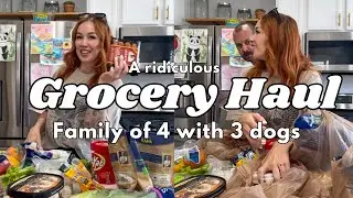 A RIDICULOUS GROCERY HAUL FAMILY OF 4 | family of 4 with 3 dogs | grocery haul- vlog style