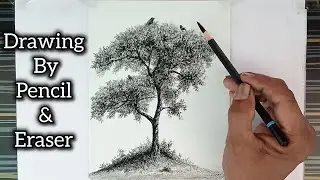 How to draw a tree by pencil/ real time drawing video.