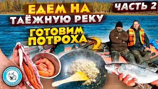 TAIGA river. Big LENOK at ULTRALITE. We fry the fish pulp. Fishing for grayling with a spoon.
