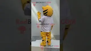 Yellow and Black Tiger Mascot Costume with Clothes