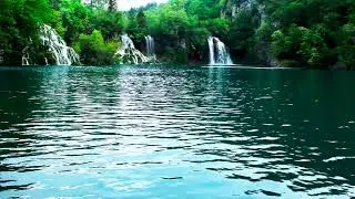 Waterfall in Plitvice Lakes in Croatia 4k. Mountain Waterfall Sounds/ Sleep/ Mediation/ Anxiety.