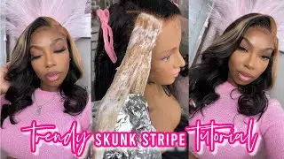 BLONDE SKUNK STRIPE HAIR WIG TREND | Super Easy Tutorial| Yolissa Hair