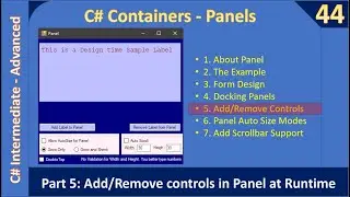 C# Panel Container | Part 5 Add or Remove Controls | C# Advanced #44