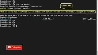 This system is not registered with an entitlement server. | Yum Error in RHEL-8 Server [SOLVED]