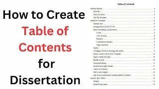 how to create Table of contents in Dissertation | Step by Step Guide