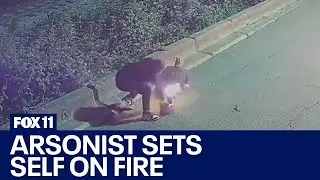 Arsonist sets self on fire