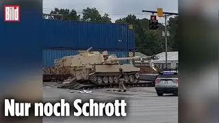 USA: Panzerhaubitze von Zug kaputt gerammt