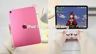 New iPad 10 Gen aesthetic unboxing 🎀 | magic keyboard | accessories | genshin impact