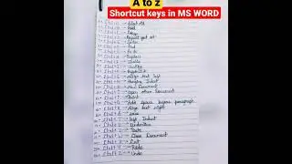 A to Z Shortcut key in MS word | All shortcut key in ms word|| Ms word all shortcut key||