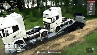 MudRunner - Автовоз  камаз  , везем новенькие Scania , спинтайрес , мудранер