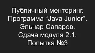 Публичный менторинг. Эльнар Сапаров. Сдача модуля 2.1. Попытка №3