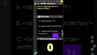 HTML Quiz 19: How to add a border to a table in HTML? #coding #html #htmlcoding #shorts