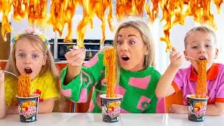 Most spiciest Korean Fire Noodles challenge with Mom / Gaby and Alex Show