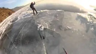 Лыжник провалился в промоину на Байкале (Skier fell through the ice on Lake Baikal)