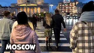 🇷🇺 Night MOSCOW 🌟 A walk through the evening Moscow with beautiful illumination and expensive cars