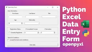 Python Excel Data Entry Form with Tkinter tutorial for beginners - Python GUI project [openpyxl]