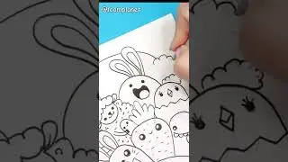 Пасхальный рисунок в стиле Дудлинг 🙃 #shorts Kawaii Easter doodle drawing