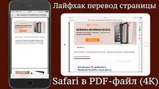 Лайфхак перевод страницы Safari в PDF файл (4K)