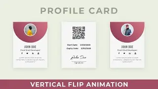 CSS Profile Card Design | CSS Vertical Card Flipping Animation