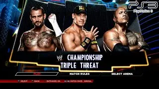 WWE 2K14 PS3 - John Cena VS CM Punk VS The Rock - Triple Threat [2K][mClassic]