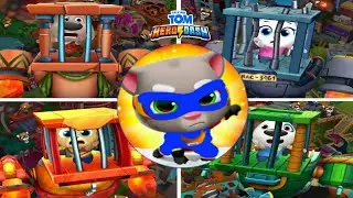 TALKING TOM HERO  DASH -- ALL  BOSS FIGHT ALL HERO LOCK WITH BLUE HERO TOM & PURPAL FUNNY GAMEPLAY