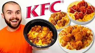 Trying KFC's 4 NEW BOWLS! Mac & Cheese Chicken Nugget Bowl, Famous Bowl + SPICY! Review!