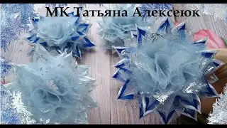 Бантики снежинки из узкой ленты и фатина DIY Hair Bow  Beautiful Ribbon Bow / Bow tutorial  Kanzashi