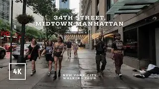 NYC walking tour - 34th street, Midtown Manhattan 4K