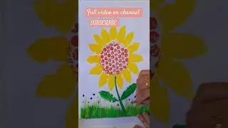 Easy sunflower drawing/ Draw flower with bubble wrap/ Flower Painting #shorts #viral