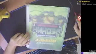 Laying out the Battle Four Ninja Turtles cards in the New Album (collector's stream recording)