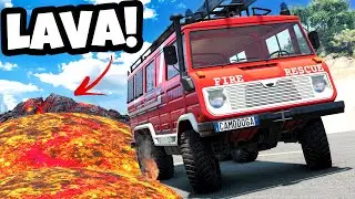 FLOOD ESCAPE But It's LAVA RISING in BeamNG Drive Mods!