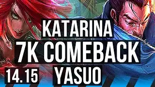 KATARINA vs YASUO (MID) | 7k comeback, 2200+ games | VN Master | 14.15