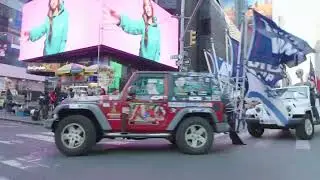 Trump Victory Car Parade drives through Times Square NYC