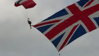 The Red Devils | British Army Parachute Display Team performance at the Farnborough Air Show 2024.