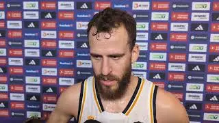 Sergio Rodriguez reacts to Real Madrid beating Olympiacos at the Euroleague Final Four