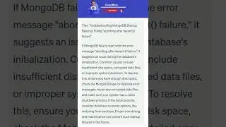Troubleshooting MongoDB Startup Failures Fixing aborting after fassert() failure #mongodb #database