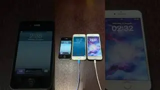 iPhone 4s on iOS 6 vs iPhone 6 on iOS 8 vs iPhone 8 on iOS 16 boot up test #shorts #iphone #ios