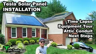 Tesla Solar Panel INSTALLATION | Time Lapse | Equipment Tour | Attic Conduit | Next Steps